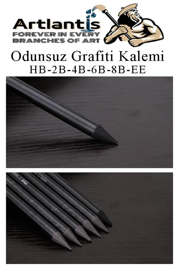 Odunsuz Grafiti Kalemi 9 lu 1 Paket Odunsuz Kömür Kalemi Füzen Kalemi Çizim Kalemi Eskiz ve Karakalem Kalemi - 4
