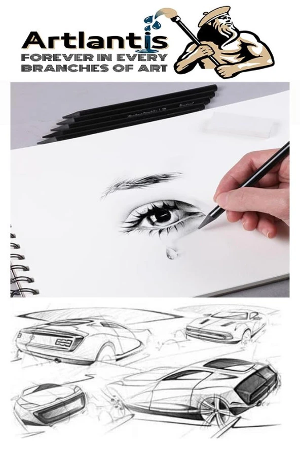 Odunsuz Grafiti Kalemi 9 lu 1 Paket Odunsuz Kömür Kalemi Füzen Kalemi Çizim Kalemi Eskiz ve Karakalem Kalemi - 5