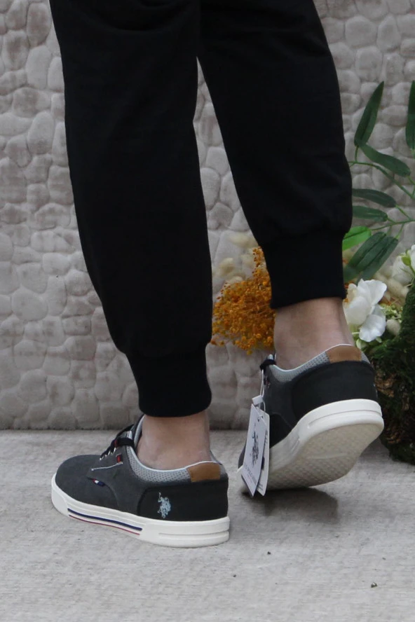 U.S. Polo Assn. Floppy Gri Rahat Orijinal Ürün Keten Erkek Ayakkabı - Resim 4