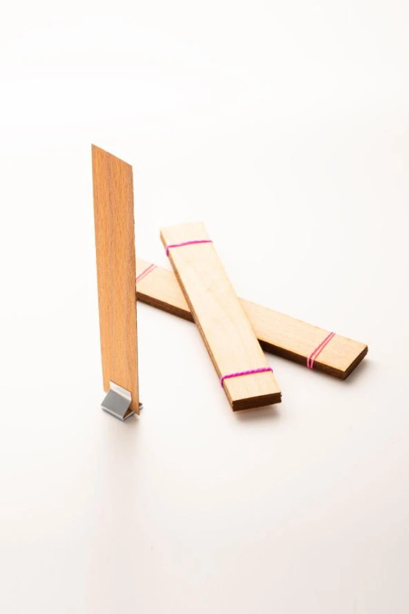 Ahşap Mum Fitili + Yapışkanlı Sehpa - 20 Adet ( 25mm x 150mm x 0,5mm ) - Resim 3