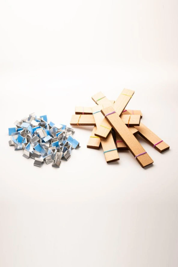 Ahşap Mum Fitili + Yapışkanlı Sehpa - 100 Adet ( 25mm x 150mm x 0,5mm ) - Resim 2