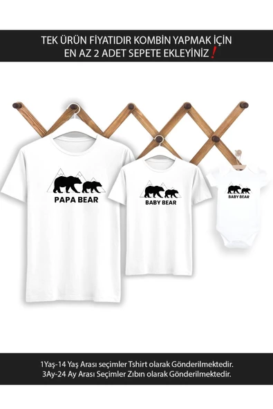 Papa Baby Bear Baba Oğul Kız (TEK ÜRÜN FİYATIDIR KOMBİN YAPMAK İÇİN EN AZ 2 ADET SEPETE EKLEYİNİZ)