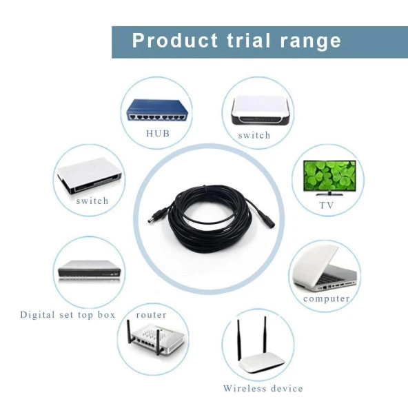 Ancheyn DC Adaptör Uzatma Kablosu 3 Metre 5.5mm x 2.1mm 5 Amper Dişi Erkek Modem Uzatma 4384 - Resim 2