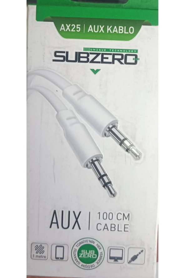 Aux Kablo - 3.5mm - Ses Aktarım Kablosu - 1m - AX25 BEYAZ