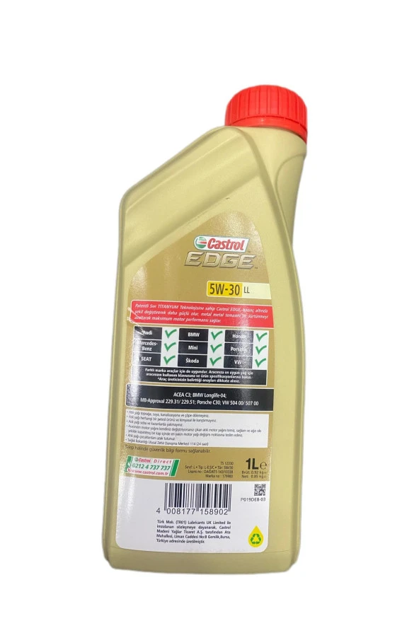 CASTROL Edge 5w30 1 Litre Motor Yağı - Resim 2