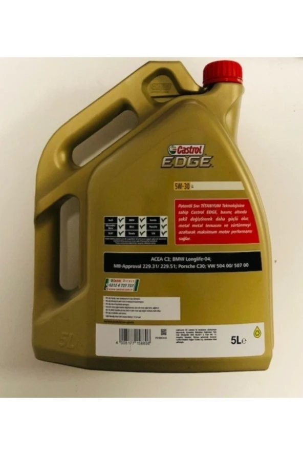 Edge 5w 30 Ll Motor Yağı 5lt. Tam Sentetik (üretim 2022) ürün görseli