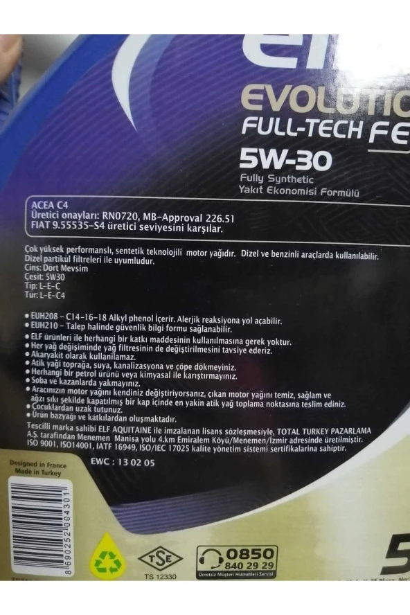 Elf Evolutıon Full-tech 5w30 5lt - 2