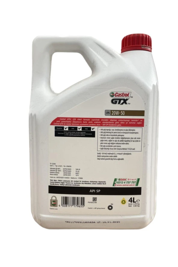 CASTROL Gtx Lpg 20w50 - 4 Lt - Benzinli Lpg Motor Yağı Üretim 2023