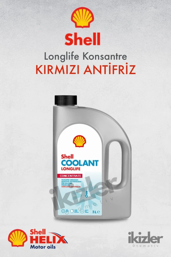 SHELL LONG Life Konsantre Kırmızı Antifriz - Kırmızı Antifiriz 3 Litre -Orjinal 2023 Üretim Antifriz