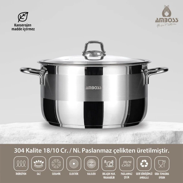 Saphire Paslanmaz Çelik Cam Kapaklı Derin Tencere 22x12 cm