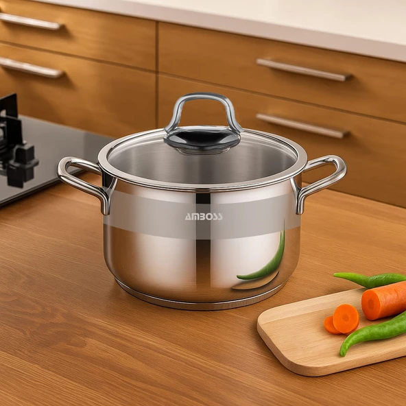 Saphire Paslanmaz Çelik 24 cm Cam Kapaklı Derin Tencere - 2