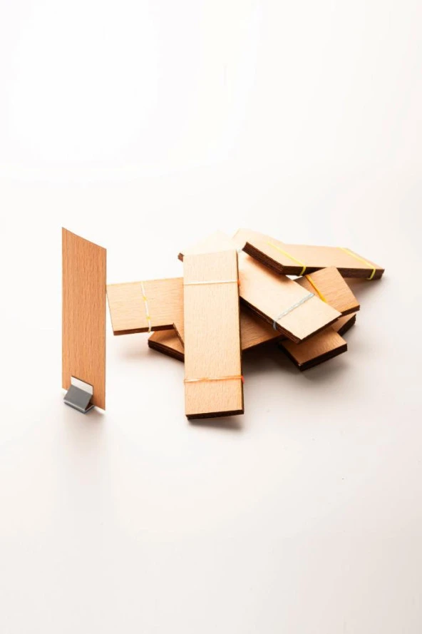 Ahşap Mum Fitili + Yapışkanlı Sehpa - 100 Adet ( 30mm x 100mm x 0,5mm ) - Resim 3