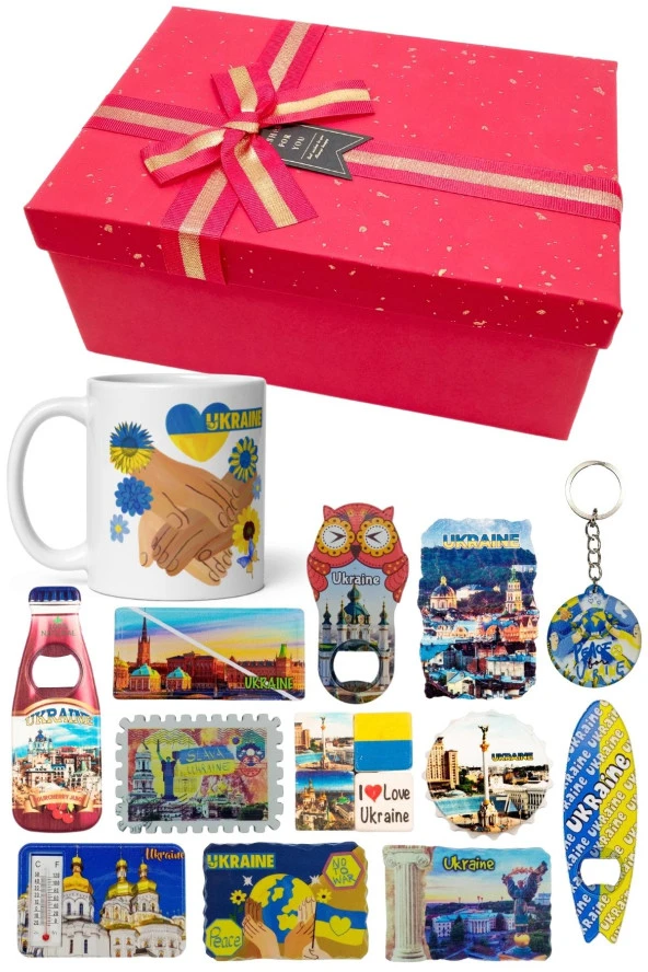 Ukrayna Hediye Kutusu 10 Parça Kupa Magnet Anahtarlık Kutu - Resim 5