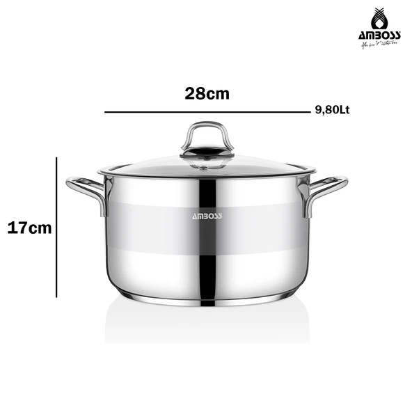 Saphire Paslanmaz Çelik 28 cm Cam Kapaklı Derin Tencere - Resim 6