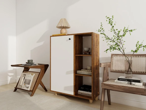 Çok Amaçlı Kitaplık Amalfi-Beyaz - Resim 3