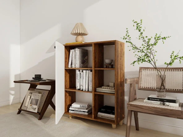 Çok Amaçlı Kitaplık Amalfi-Beyaz - Resim 2