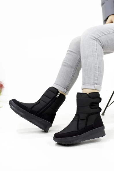 Lady Classy Kadın Günlük Siyahı Kaymaz Taban Kar Botu