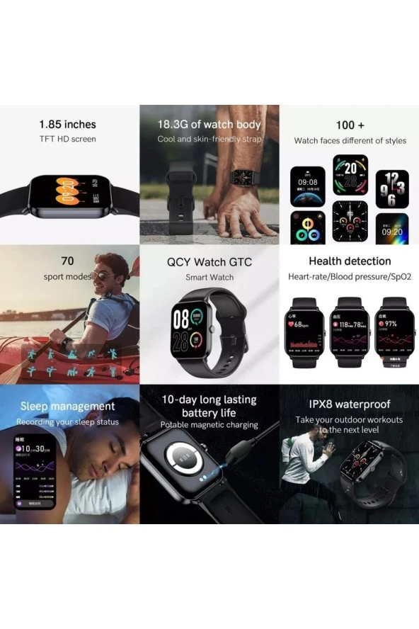 QCY GTC SPORT SMART WATCH DARK GRAY - 4