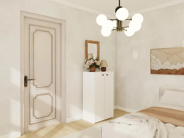 2 Kapaklı Çok Amaçlı Beyaz Dolap - Resim 2