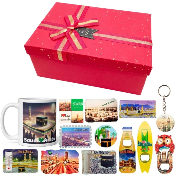 Suudi Arabistan Hediye Kutusu 10 Parça Kupa Magnet Anahtarlık Kutu ürün görseli