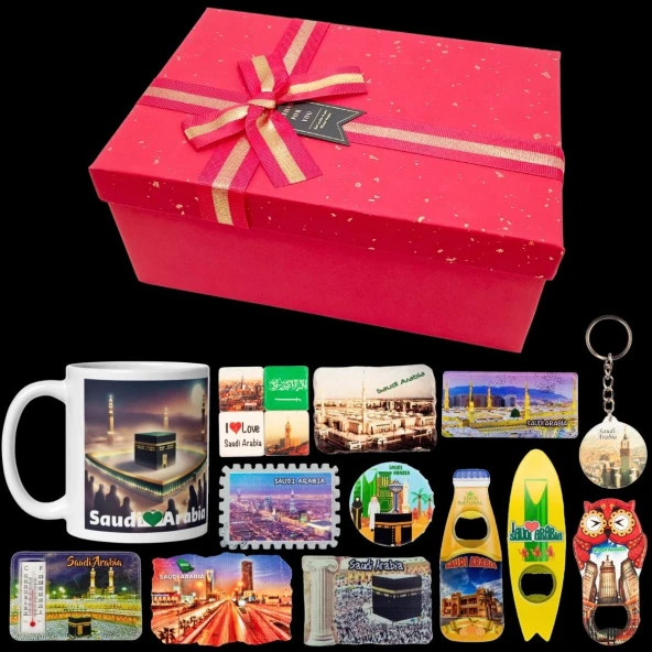 Suudi Arabistan Hediye Kutusu 10 Parça Kupa Magnet Anahtarlık Kutu - Resim 2