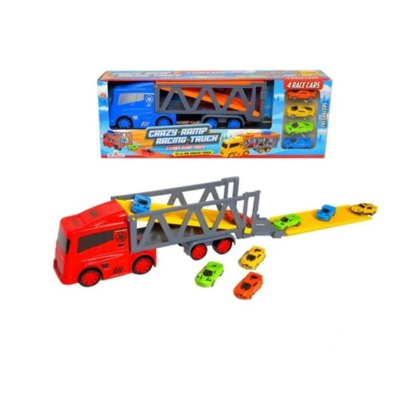 Oyuncak Sürtmeli 4 Arabalı 2 Katlı Tır - 2