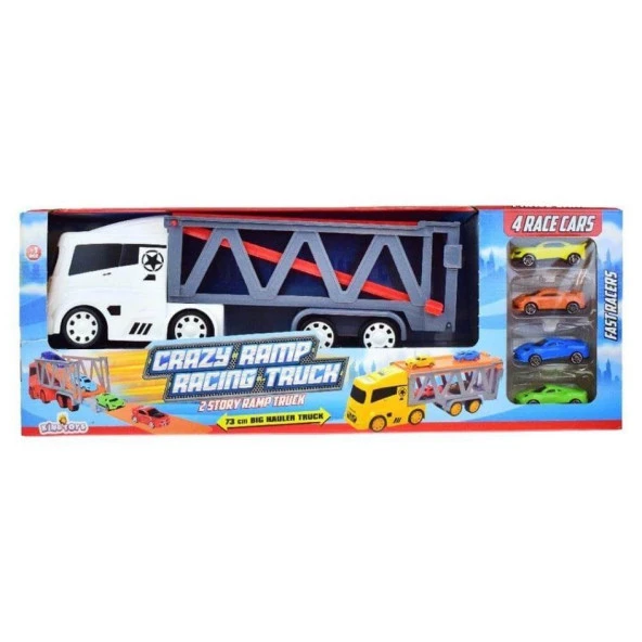 Oyuncak Sürtmeli 4 Arabalı 2 Katlı Tır - 5