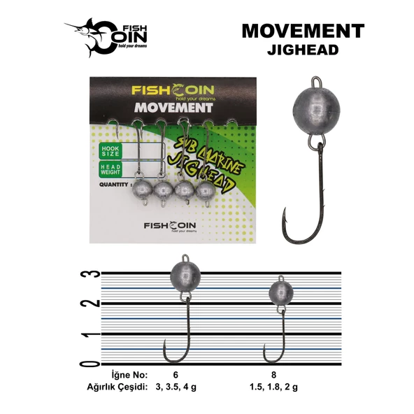 Fishcoin Movement Jighead 1.8 gr 8 Numara