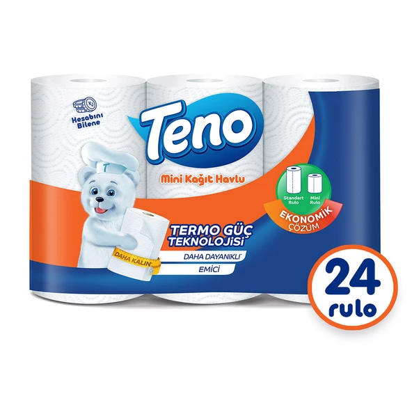 Teno Mini Kağıt Havlu 24 Rulo (3 Rulo x 8 Paket)