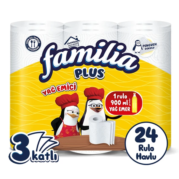 Familia Plus Yağ Emici Kağıt Havlu 24 Rulo (6 Rulo x 4 Paket)