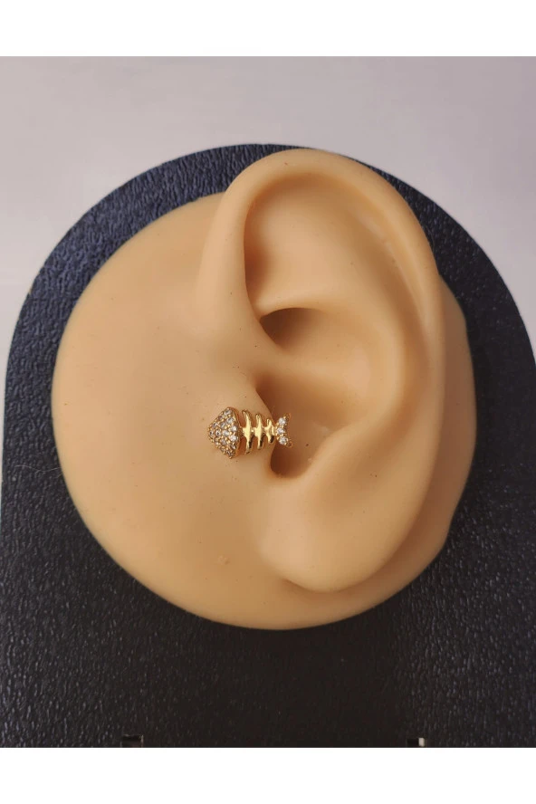 Balık Model Tragus Helix Piercing Ear Cuff Kıkırdak Çelik Küpe