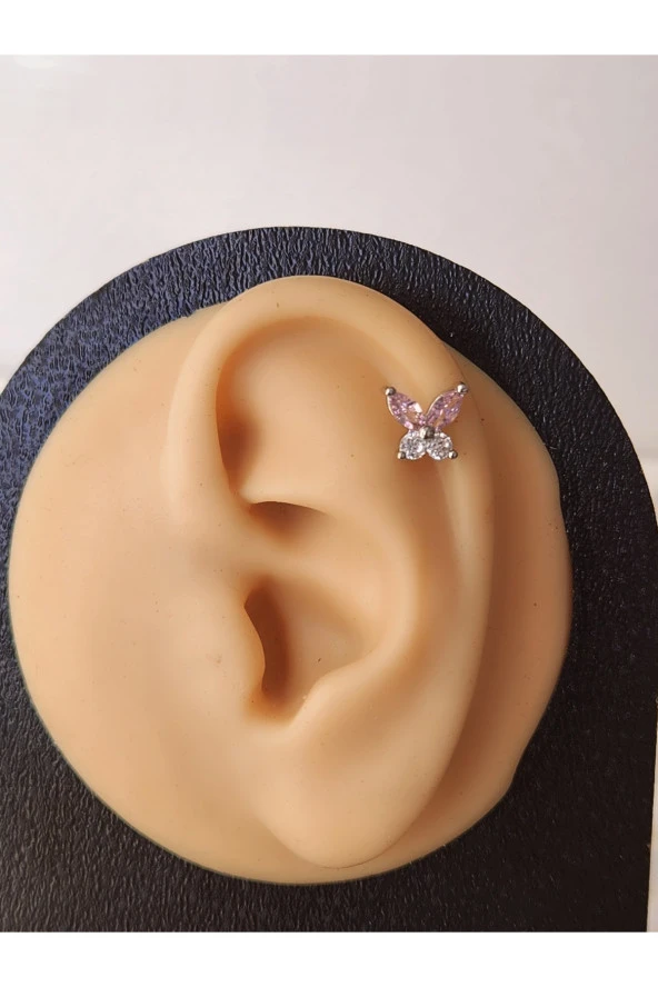 Kelebek ModelTragus Helix Piercing Ear Cuff Kıkırdak Çelik Küpe - 2