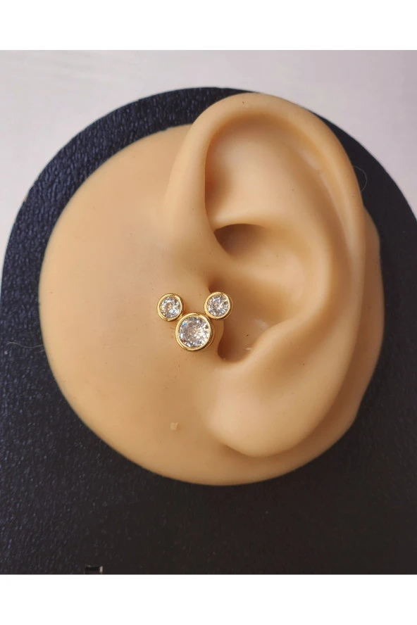 Mickey Mouse Gold ModelTragus Helix Piercing Ear Cuff Kıkırdak Çelik Küpe