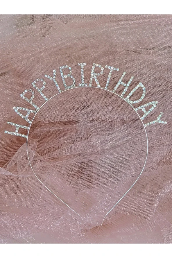 Doğum Günü Happy Birthday Metal Kristal Taşlı Taç - 3