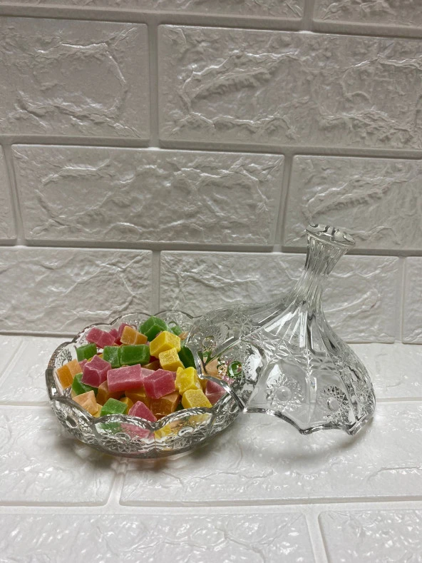 Bohemia Kapaklı Cam Şekerlik Lokumluk İkramlık Drajelik 230 Ml - 5