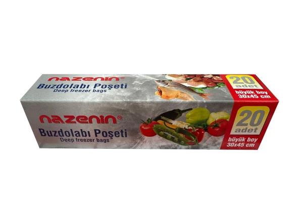 Nazenin Düz Kilitsiz Şeffaf Büyük Boy Buzdolabı Yemek Gıda Poşeti Torbası- 30x45 Cm. - 20'li 10 Paket - Resim 2