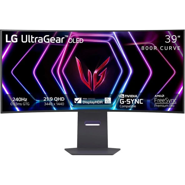 LG UltraGear 39" 39GS95QE-B 240Hz 0.03ms (GtG) OLED 800R 21:9 Ultra-WQHD DisplayHDR True Black 400 Monitör