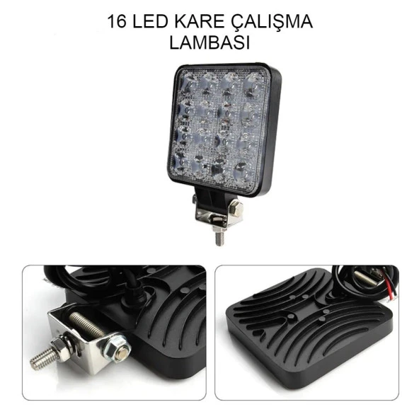 2 Adet 16 Ledli Off Road Sis Farı Çalışma Lambası 12 Volt - 3