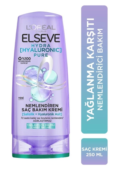Elseve Hydra [hyaluronic] Pure Salisilik Asit Içeren Yağlanma Karşıtı Nemlendirici Saç Kremi 250ml
