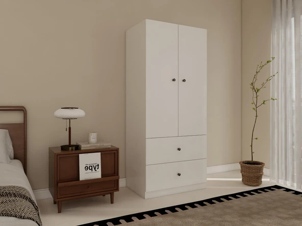 2 Kapaklı 2 çekmeceli Gardırop - Resim 3