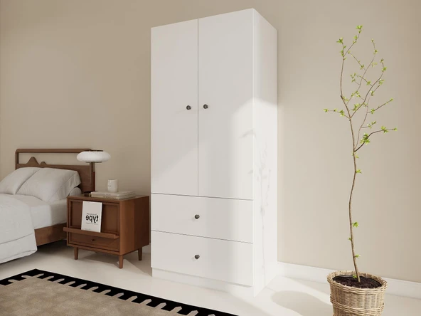 2 Kapaklı 2 çekmeceli Gardırop - Resim 2