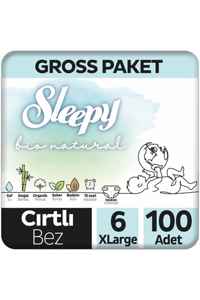 Sleepy Bio Natural 6 Numara XLarge 100'lü Bebek Bezi