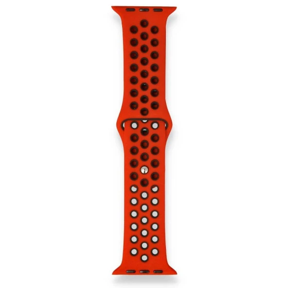 Apple Watch 38-40mm Silikon Kayış - Kırmızı/Siyah - 2