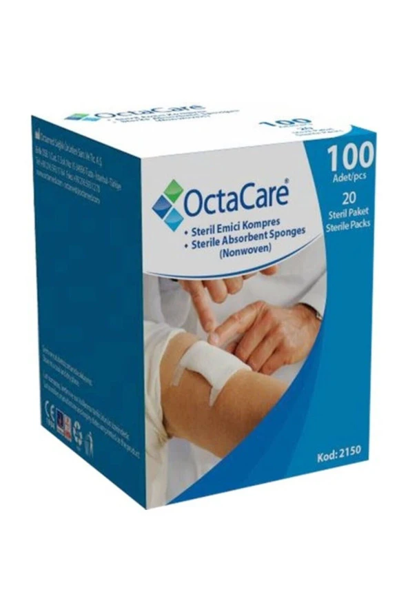 OCTACARE Gaz Kompres - Steril - 7,5cmx7,5cm - 100 Lü Kutu