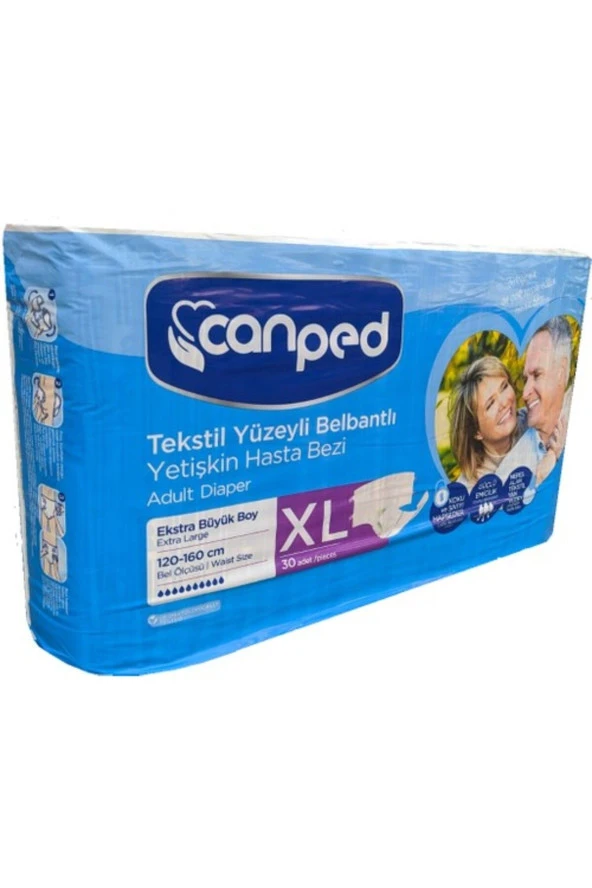 CANPED Belbantlı Tekstil Yüzeyli Hasta Bezi Ekstra Büyük Xl 30 Adetli