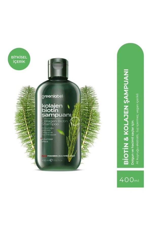 Greenlabel Biotin&kolajen Şampuanı 400 Ml. Bakım Ve Onarım Şampuanı Kepek Karşıtı Şampuan ürün görseli