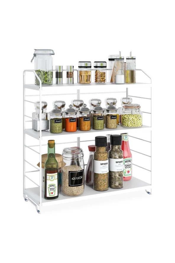 Ayarlanabilir Raflı 40cm Baharatlık, Organizer, Düzenleyizi Tezgahüstü Banyo, Mutfak, Ofis Model-1 Beyaz - 5