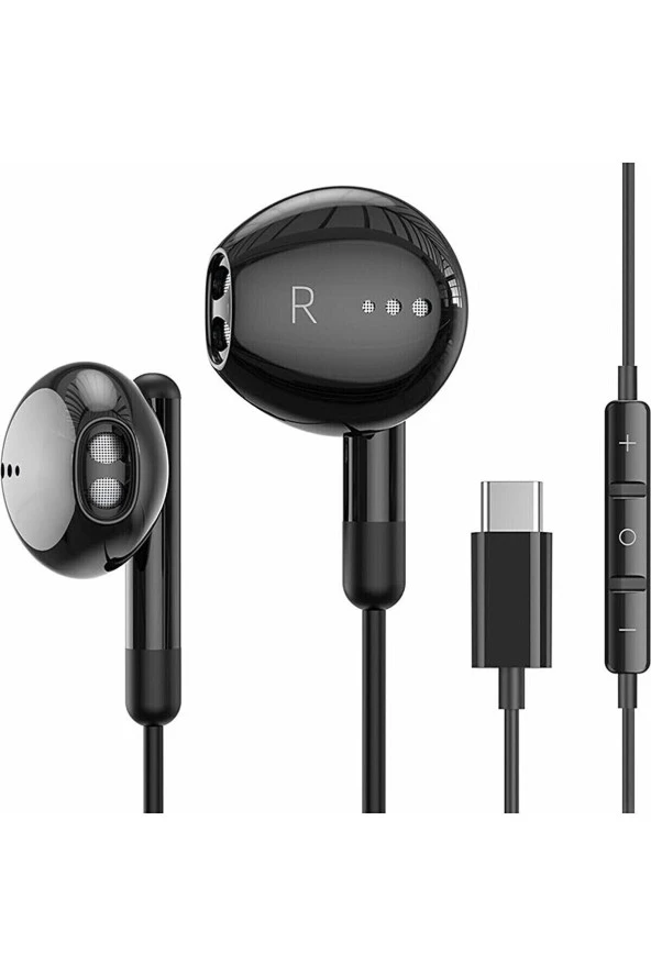 ZTE AXON 30 ULTRA İle Uyumlu Type-C Girişli Kablolu Siyah Renk Kulaklık