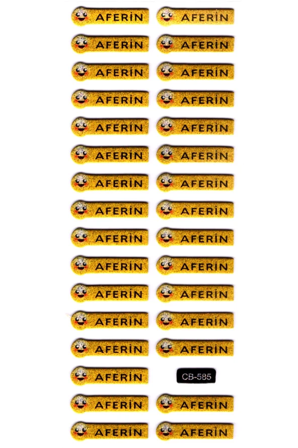 Sticker Kabartmalı Sticker Defter, Planlayıcı Etiket - (cb-585) 16x7 cm- Aferin , Tebrik