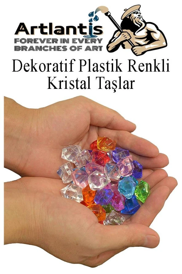 Dekoratif Plastik Renkli Kristal Taşlar 45 li 1 Paket Elmas Taşlar Oyuncak Değerli Taşlar - 2